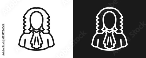 Judge Icon Set Outline In White And Black Background