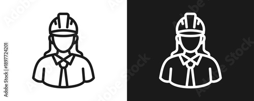Engineer Icon Set Outline In White And Black Background
