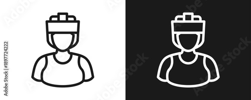 Boxer Icon Set Outline In White And Black Background