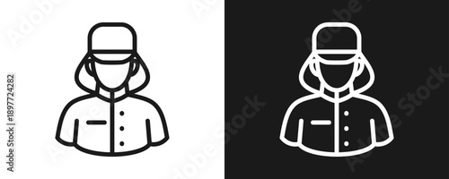 Bell Boy Icon Set Outline In White And Black Background
