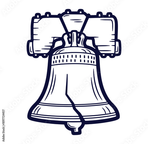 Illustrated depiction of the liberty bell isolated on white background symbol of freedom