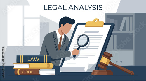 Businessman analyzing legal documents closely.