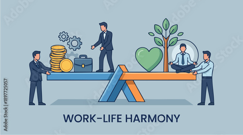 Businessman balances work and life.