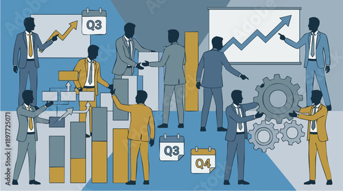 Business people working with charts graphs.