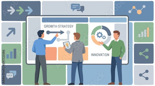 Business team discussing growth strategy.