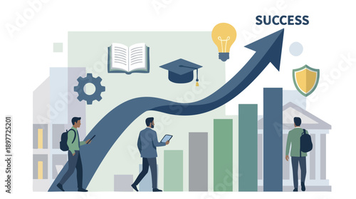 Business professionals achieving career success.