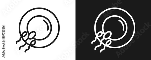 Fertilization Icon Set Outline In White And Black Background
