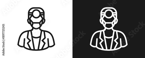 Therapist Icon Set Outline In White And Black Background
