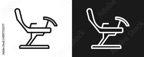Gynecological Chair Icon Set Outline In White And Black Background