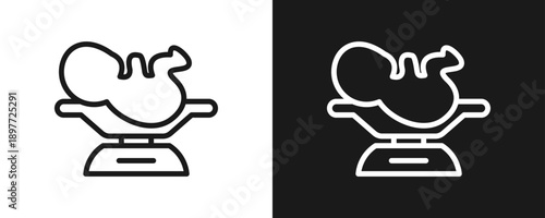 Baby Weight Icon Set Outline In White And Black Background