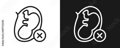 Abortion Icon Set Outline In White And Black Background