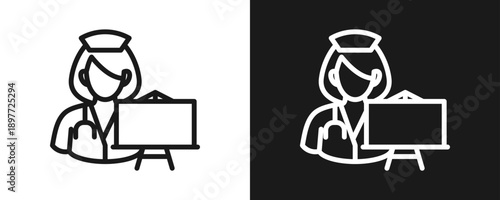 Consultation Icon Set Outline In White And Black Background
