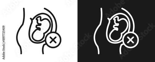 Abortion Icon Set Outline In White And Black Background