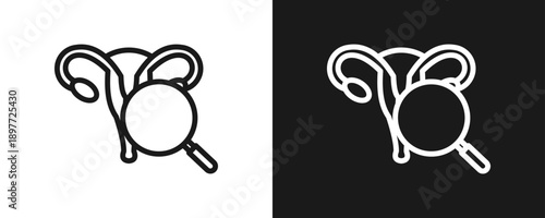 Checkup Icon Set Outline In White And Black Background