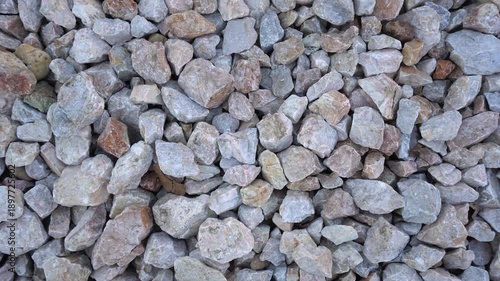 Crushed limestone, a material for road construction, close-up video.	
