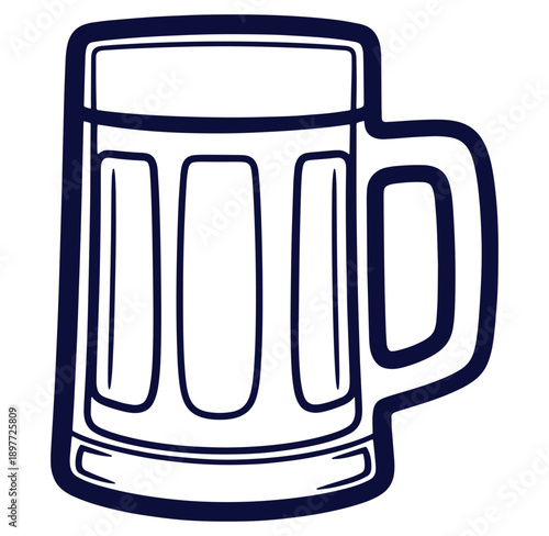 Simple dark blue outline illustration of a beer stein perfect for bar related designs