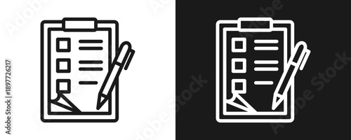 Assignment Icon Set Outline In White And Black Background
