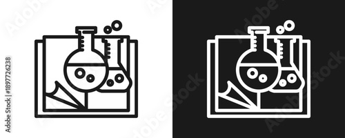 Science Education Icon Set Outline In White And Black Background