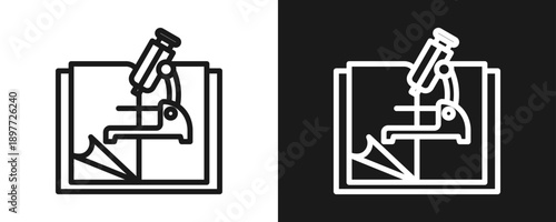 Science Education Icon Set Outline In White And Black Background