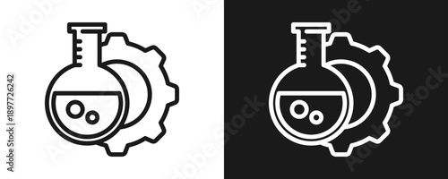 Lab Management Icon Set Outline In White And Black Background