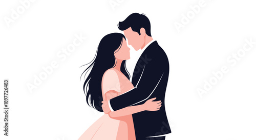 Couple embracing in a tender moment a striking silhouette