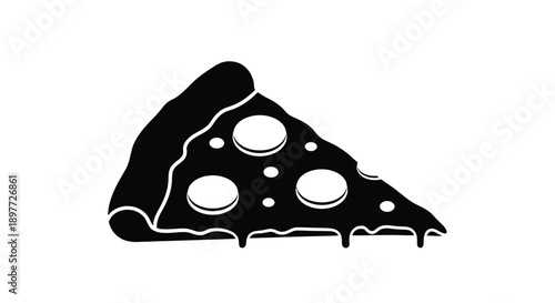 A black slice of pizza with cheese bubbles a striking silhouette