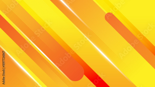 Vibrant sunny yellow and orange abstract background with smooth rounded diagonal shapes and light glows