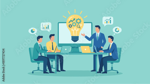 Business team discussing ideas together.