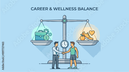 Businessman and woman balancing career.