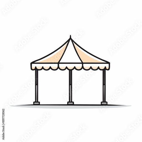 イベントテントのラインアイコン 屋外設備のイラスト素材