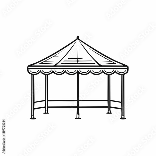 イベントテントのラインアイコン 屋外設備のイラスト素材