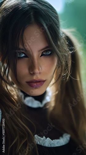 Young woman with dark hair ...