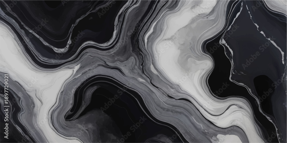 Obraz premium An artistic black and white abstract background featuring a metallic gold swirl and wavy liquid textures that create a flowing paint design for an elegant wallpaper backdrop