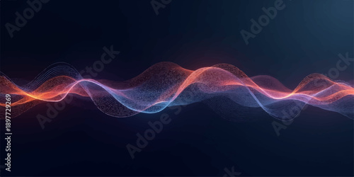 Abstract blue colorful wave design featuring dynamic glowing fractal lines and energy motion curves on a black technology backdrop illustration