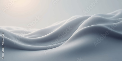 Smooth white silk and satin fabric background featuring soft flowing waves and elegant curves in a seamless textile design illustration with a light motion texture