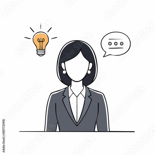 アイデアがひらめいたビジネスウーマンのベクターイラスト 上半身