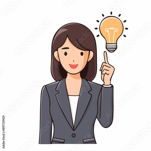 アイデアがひらめいたビジネスウーマンのベクターイラスト 上半身