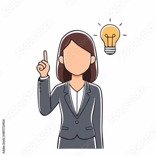 アイデアがひらめいたビジネスウーマンのベクターイラスト 上半身