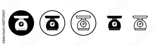 Scales icon logo design. Weight scale sign and symbol