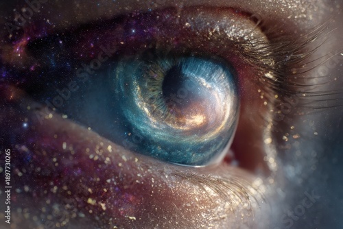 Human eye with swirling cos...