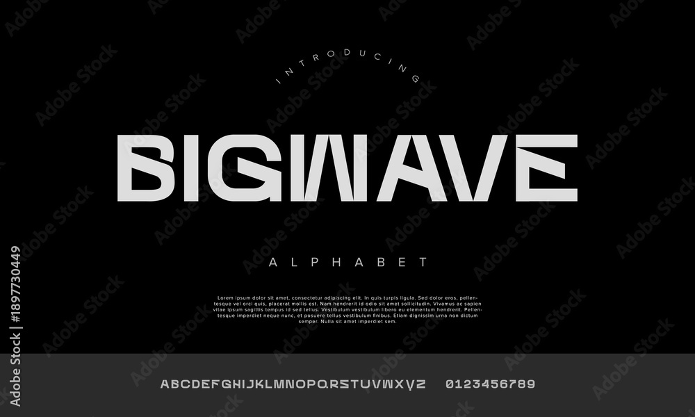 Fototapeta premium Big Wave futuristic bold display font for modern tech logo and gaming poster design