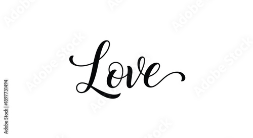 Elegant cursive lettering spelling love a dark silhouette