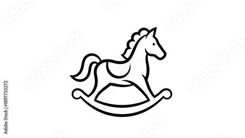 Black line drawing rocking horse toy.