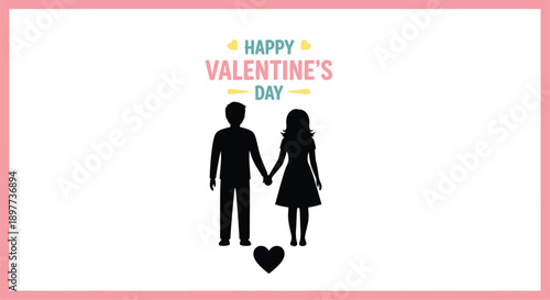 Couple holding hands with a heart a valentine s day silhouette