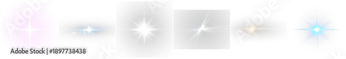 Foto dynamic and vibrant lens flares with starburst effects and colorful light streaks, isolated on various dark backgrounds, realistic illustration