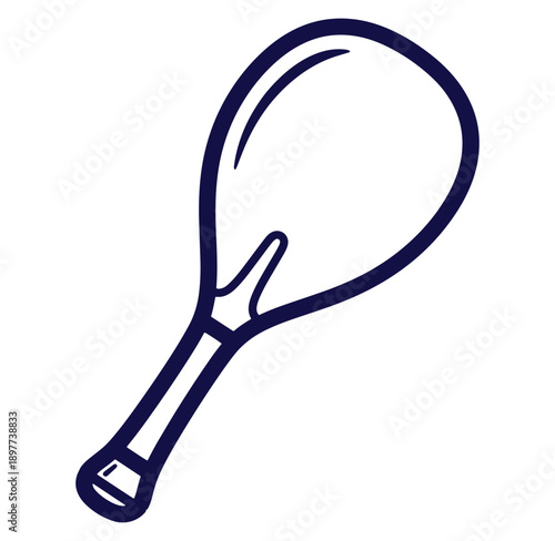 Vector illustration of a simple badminton racket with a clean minimalistic design