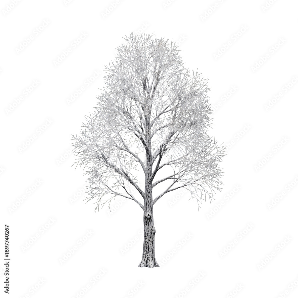 Obraz premium Winter Silent Tree Standing Alone in Snow.