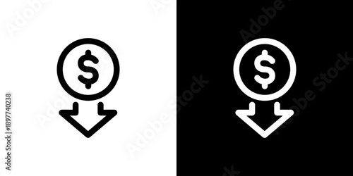 ドルの受け取り・下降のアイコン