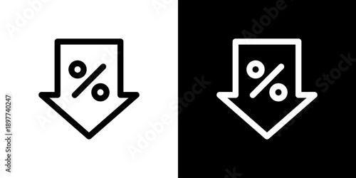 割引・値引きの下矢印アイコン