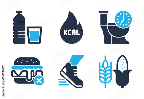 Healthy Lifestyle and Diet icon set. Solid glyph series icons